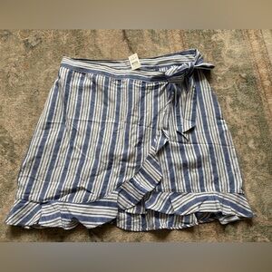 LOFT Linen Blue and White Striped Skirt